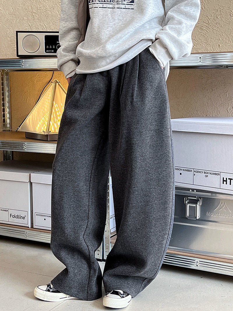 Luxi pants giant good ~ Korean thick woolen sickle pants women fall/winter new slim cashmere pants 1829