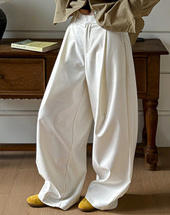Juzhi Spring New Korean Style Washing Tooling Straight Tube Commuter High Waist Slimming Wide Leg Pants 8058