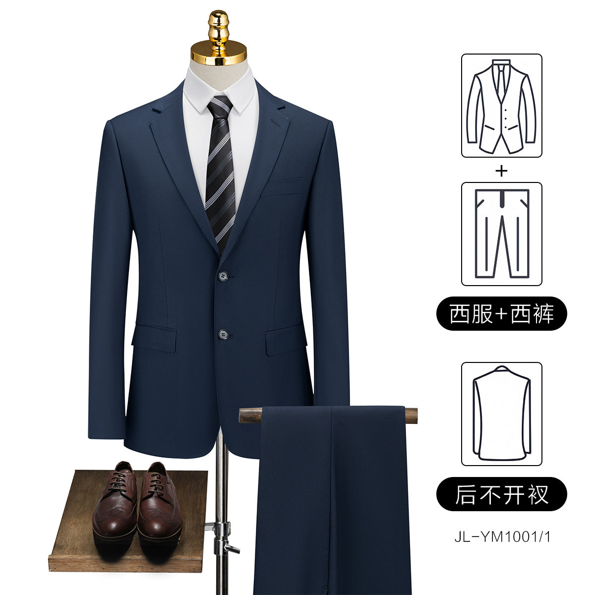 Suit Suit Men's Suit Navy Blue Wedding Dress Groomsmen Group Clothing Insurance Sales Staff Clothing Customization