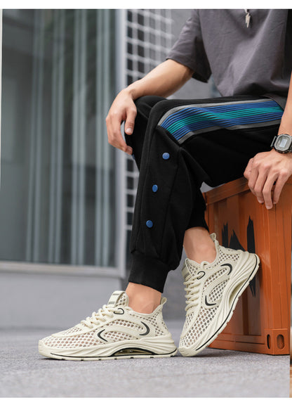 Casual Sports Shoes for Men 2025 New Summer Cut Out Mesh Shoes for Men 45 Large Size Heightening Large Mesh Men's Shoes