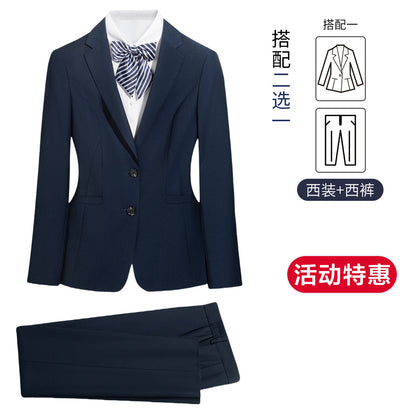 Suit Suit Men's Suit Navy Blue Wedding Dress Groomsmen Group Clothing Insurance Sales Staff Clothing Customization