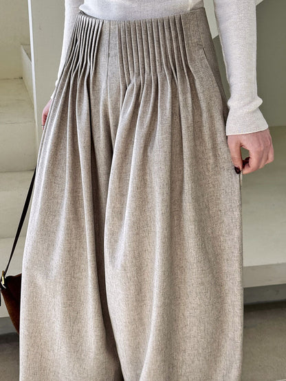 Luxi Gao Ding worsted ~ design pleated suit pants trousers women's old money style high waist mopping wide leg pants 1919