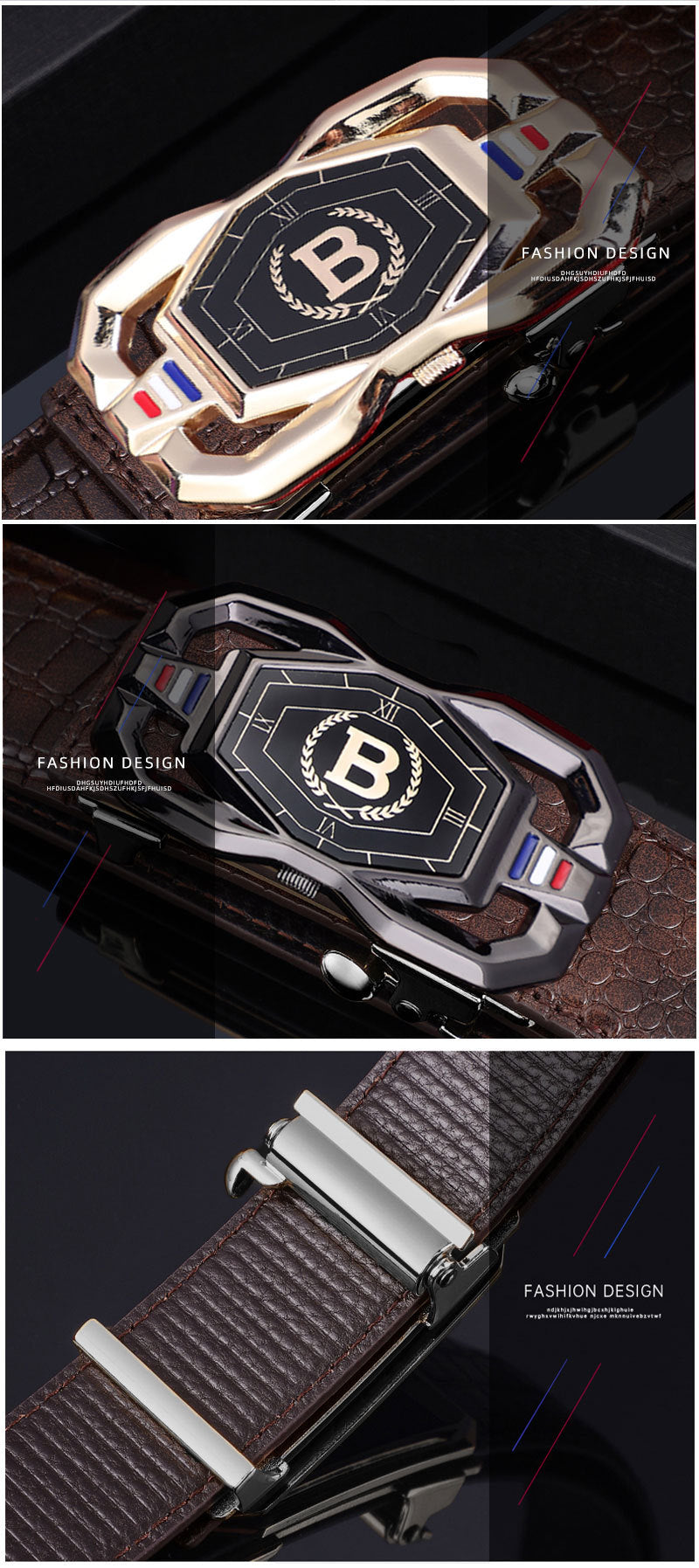 Men's Crocodile Pattern Leather Belt