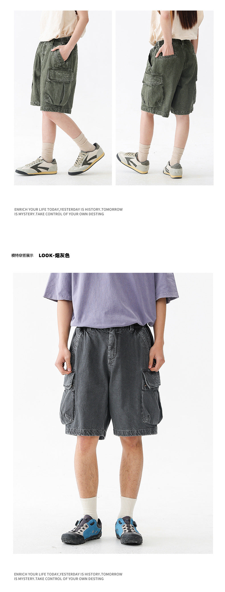 Black Fleet American-Style Shorts Men's Summer Workwear Six-Point Pants Multi-Pocket Loose Casual Couple Style Retro Heavyweight