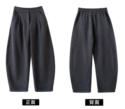 Luxi pants giant good ~ Korean thick woolen sickle pants women fall/winter new slim cashmere pants 1829