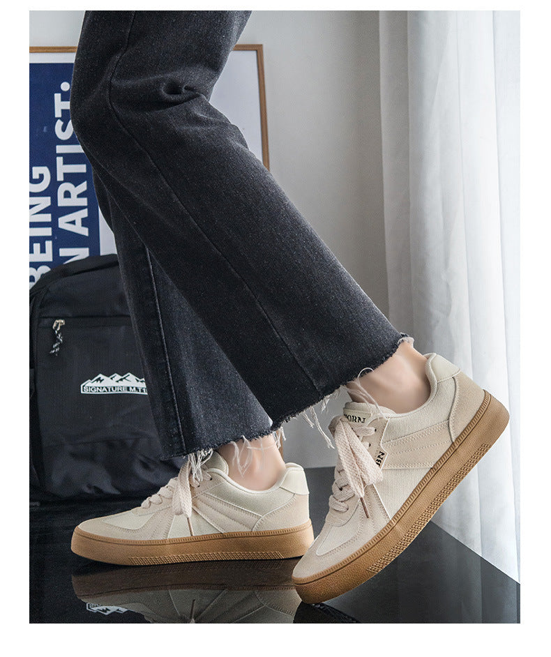 Douchuan Thick-Soled Moral Training Shoes for Men 2025 Summer New Breathable Canvas Shoes for Men Versatile White Shoes Casual Sneakers for Men