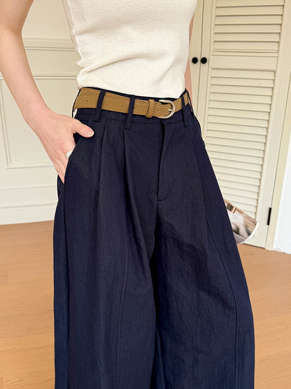 Juzhi Spring New Korean Style Washing Tooling Straight Tube Commuter High Waist Slimming Wide Leg Pants 8058