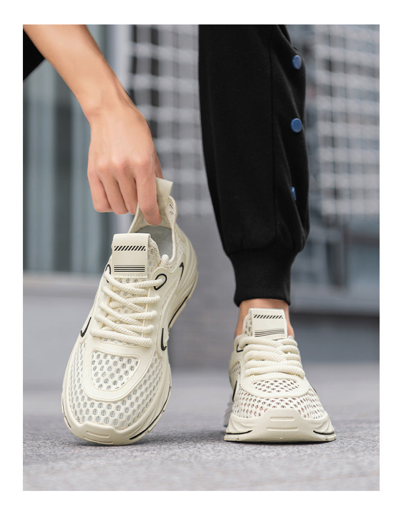 Casual Sports Shoes for Men 2025 New Summer Cut Out Mesh Shoes for Men 45 Large Size Heightening Large Mesh Men's Shoes