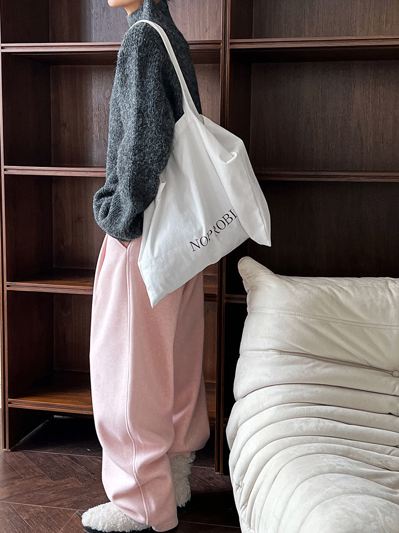 Luxi pants giant good ~ Korean thick woolen sickle pants women fall/winter new slim cashmere pants 1829