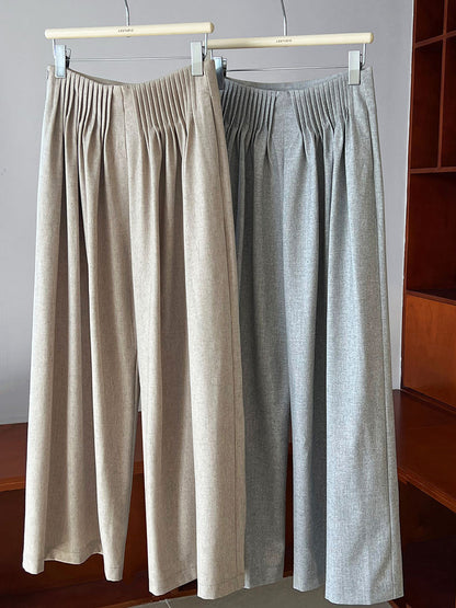 Luxi Gao Ding worsted ~ design pleated suit pants trousers women's old money style high waist mopping wide leg pants 1919