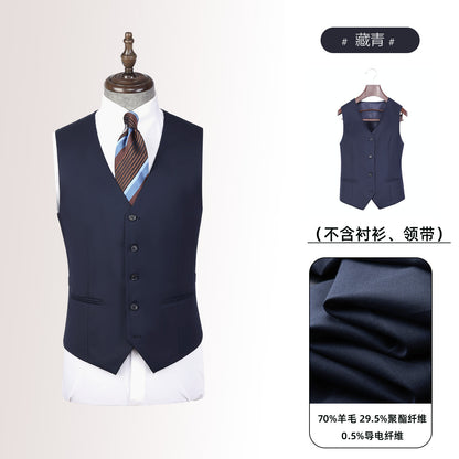 Commuting Wool Suit Vest Men's and Women's Professional Wear Single-Breasted Groomsmen's Formal Suit Vest Work Clothes