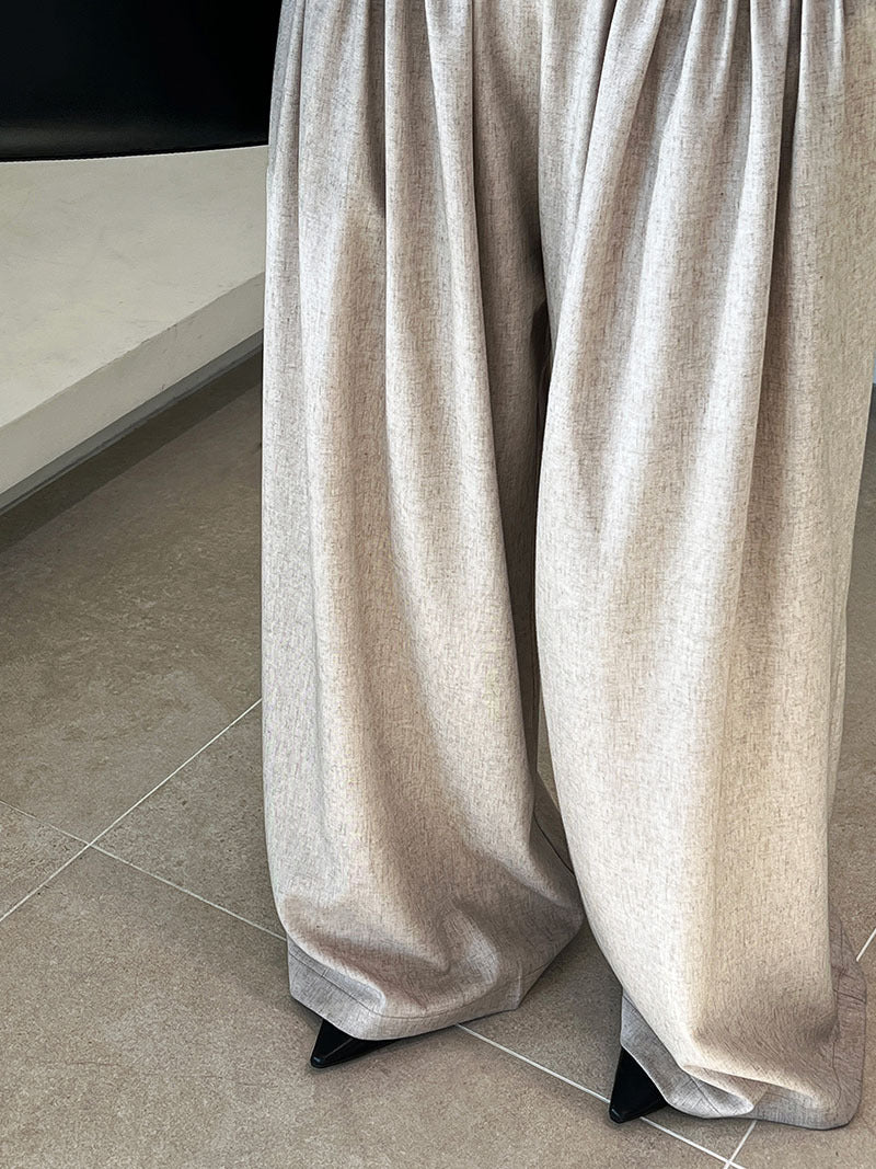 Luxi Gao Ding worsted ~ design pleated suit pants trousers women's old money style high waist mopping wide leg pants 1919