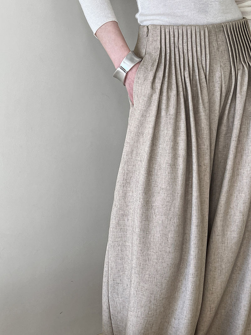 Luxi Gao Ding worsted ~ design pleated suit pants trousers women's old money style high waist mopping wide leg pants 1919