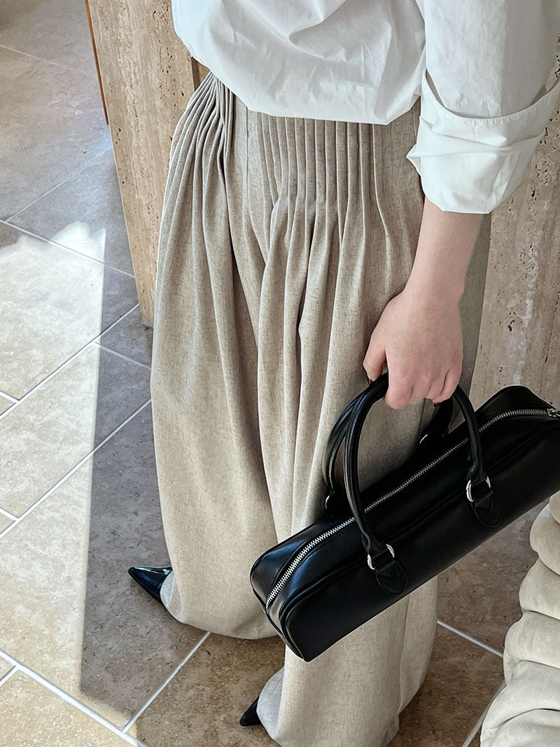 Luxi Gao Ding worsted ~ design pleated suit pants trousers women's old money style high waist mopping wide leg pants 1919