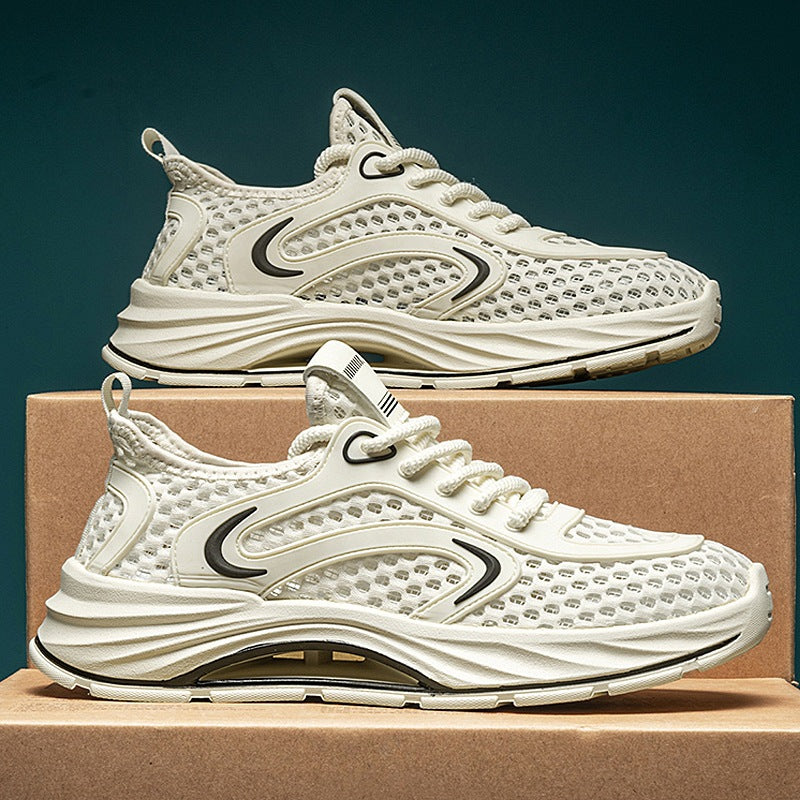 Casual Sports Shoes for Men 2025 New Summer Cut Out Mesh Shoes for Men 45 Large Size Heightening Large Mesh Men's Shoes