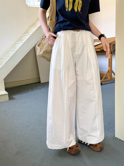 Juzhi Spring New Korean Style Washing Tooling Straight Tube Commuter High Waist Slimming Wide Leg Pants 8058