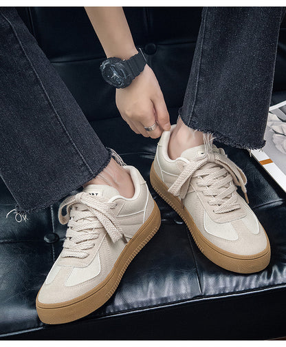 Douchuan Thick-Soled Moral Training Shoes for Men 2025 Summer New Breathable Canvas Shoes for Men Versatile White Shoes Casual Sneakers for Men