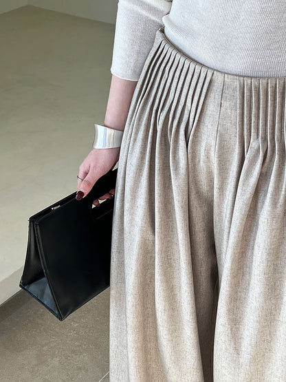 Luxi Gao Ding worsted ~ design pleated suit pants trousers women's old money style high waist mopping wide leg pants 1919