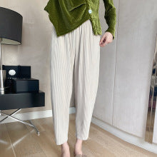 Textured Pleated Pants Women's Casual Pants Versatile Slimming Look Miyake New High-Waisted Straight Pants Narrow Version Women's Harem Pants