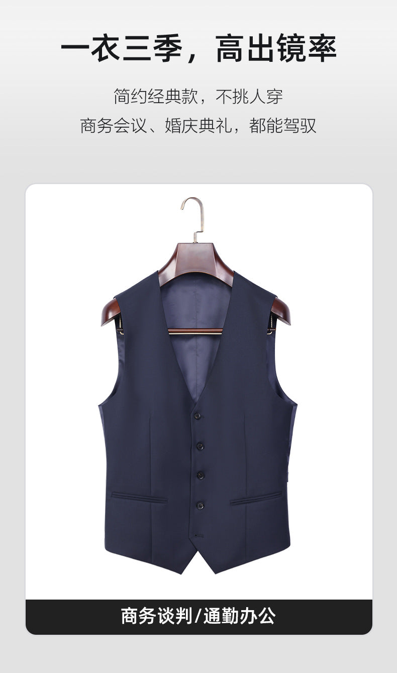Commuting Wool Suit Vest Men's and Women's Professional Wear Single-Breasted Groomsmen's Formal Suit Vest Work Clothes