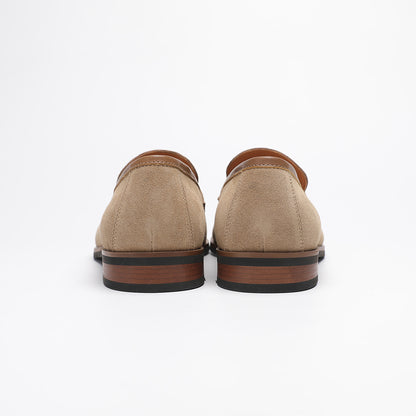 Elegant Gentleman British Retro Handmade Nubuck Leather Slip-On Tassel Loafers for Men, Lazy Casual Beanie Shoes for Men