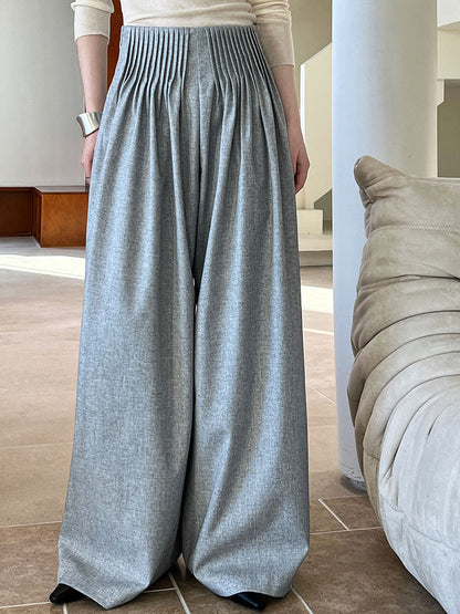 Luxi Gao Ding worsted ~ design pleated suit pants trousers women's old money style high waist mopping wide leg pants 1919