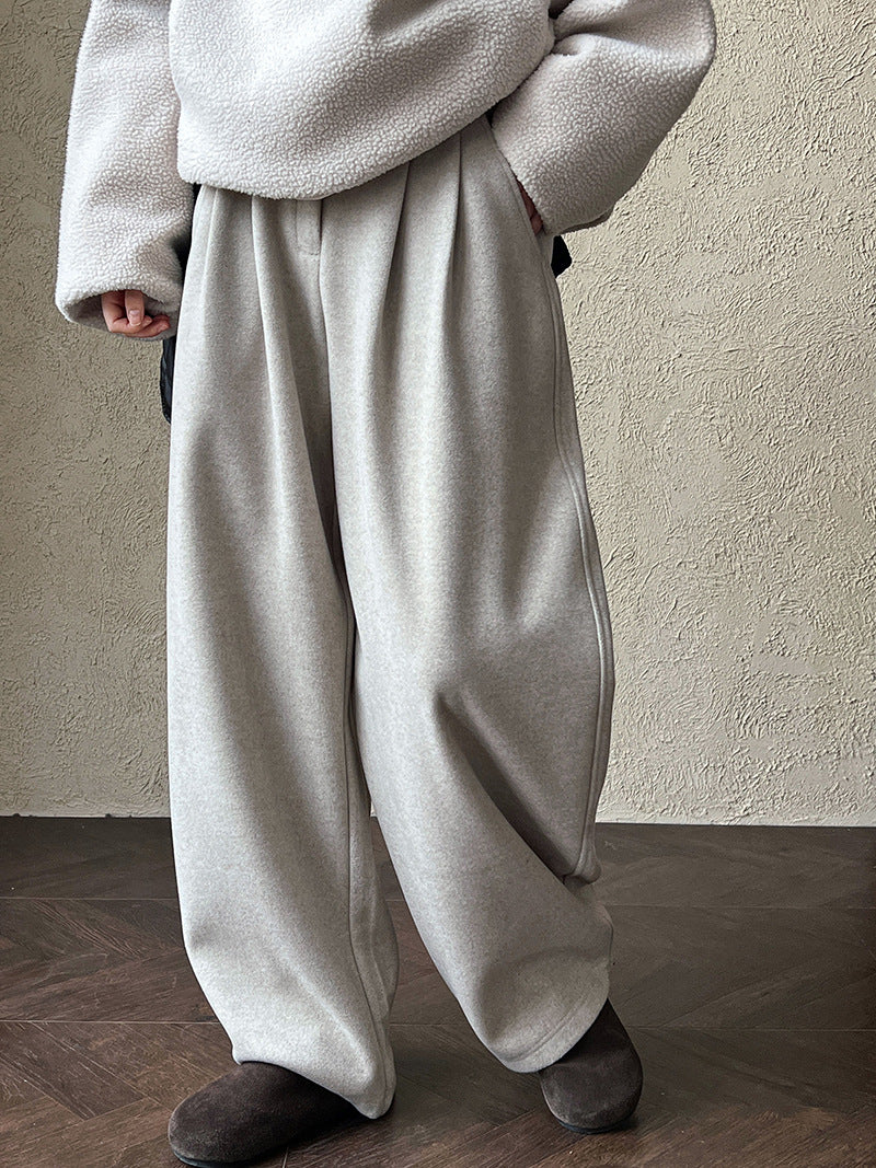 Luxi pants giant good ~ Korean thick woolen sickle pants women fall/winter new slim cashmere pants 1829