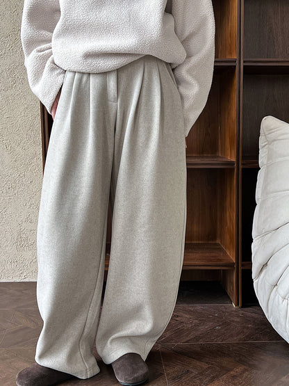 Luxi pants giant good ~ Korean thick woolen sickle pants women fall/winter new slim cashmere pants 1829