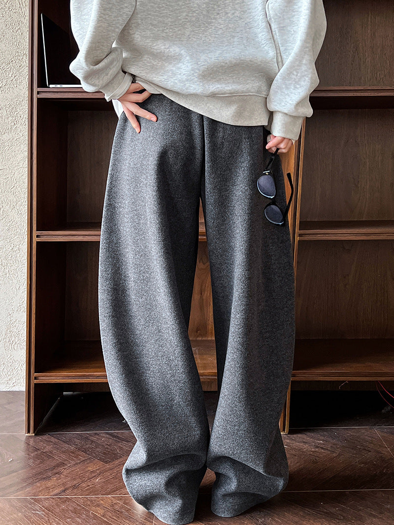 Luxi pants giant good ~ Korean thick woolen sickle pants women fall/winter new slim cashmere pants 1829