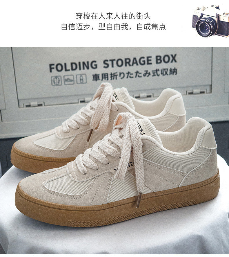 Douchuan Thick-Soled Moral Training Shoes for Men 2025 Summer New Breathable Canvas Shoes for Men Versatile White Shoes Casual Sneakers for Men