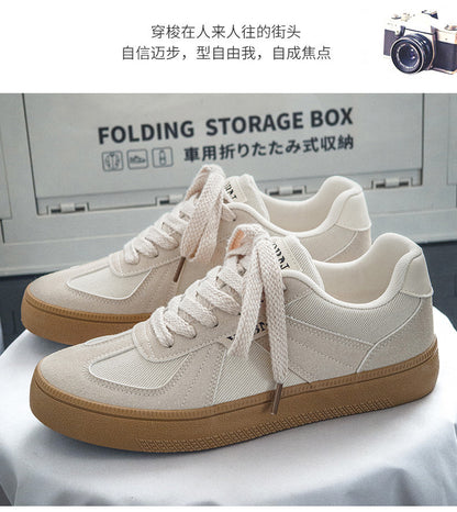 Douchuan Thick-Soled Moral Training Shoes for Men 2025 Summer New Breathable Canvas Shoes for Men Versatile White Shoes Casual Sneakers for Men