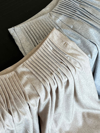 Luxi Gao Ding worsted ~ design pleated suit pants trousers women's old money style high waist mopping wide leg pants 1919