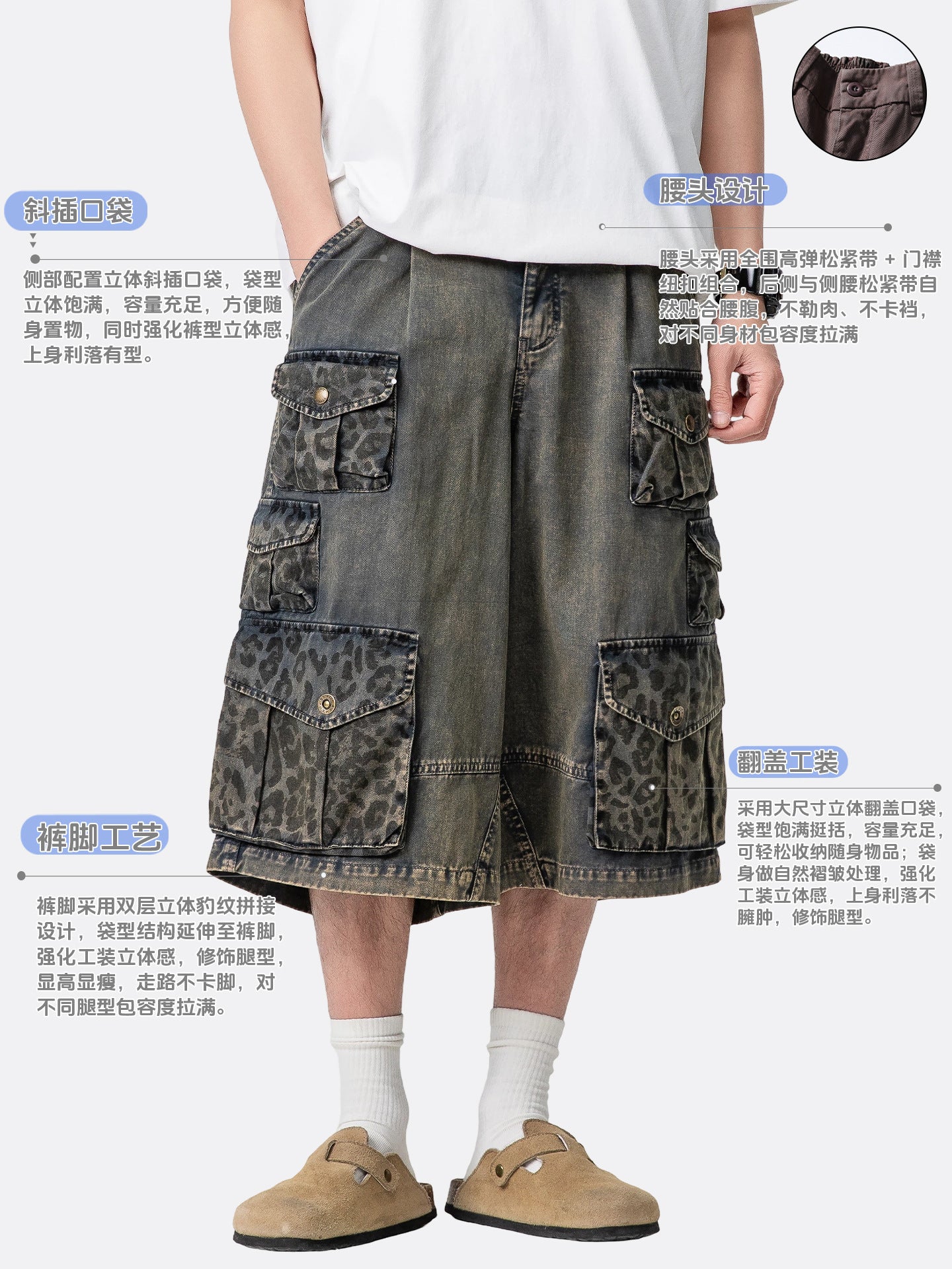 Black Fleet Retro Washed Solid Color Workwear Capri Pants Unisex Versatile Fashion Everyday Pants Trendy Straight-Leg