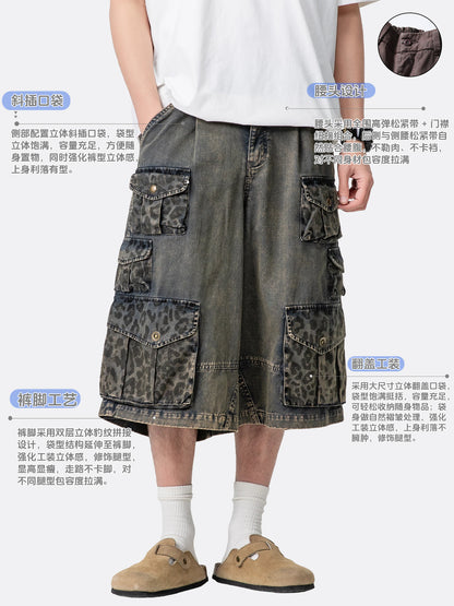 Black Fleet Retro Washed Solid Color Workwear Capri Pants Unisex Versatile Fashion Everyday Pants Trendy Straight-Leg