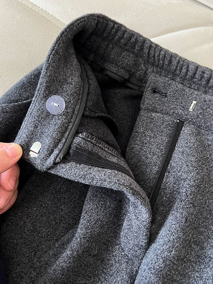 Luxi pants giant good ~ Korean thick woolen sickle pants women fall/winter new slim cashmere pants 1829