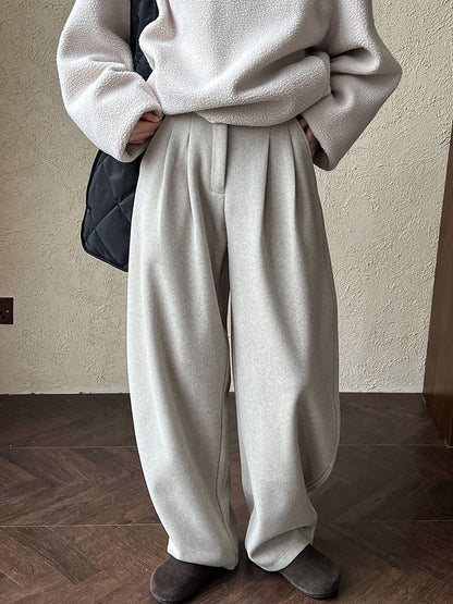 Luxi pants giant good ~ Korean thick woolen sickle pants women fall/winter new slim cashmere pants 1829