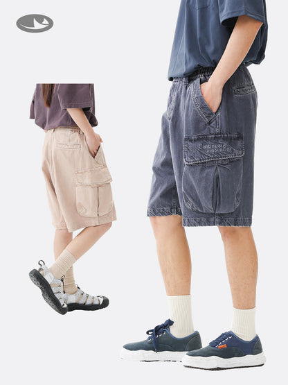 Black Fleet American-Style Shorts Men's Summer Workwear Six-Point Pants Multi-Pocket Loose Casual Couple Style Retro Heavyweight