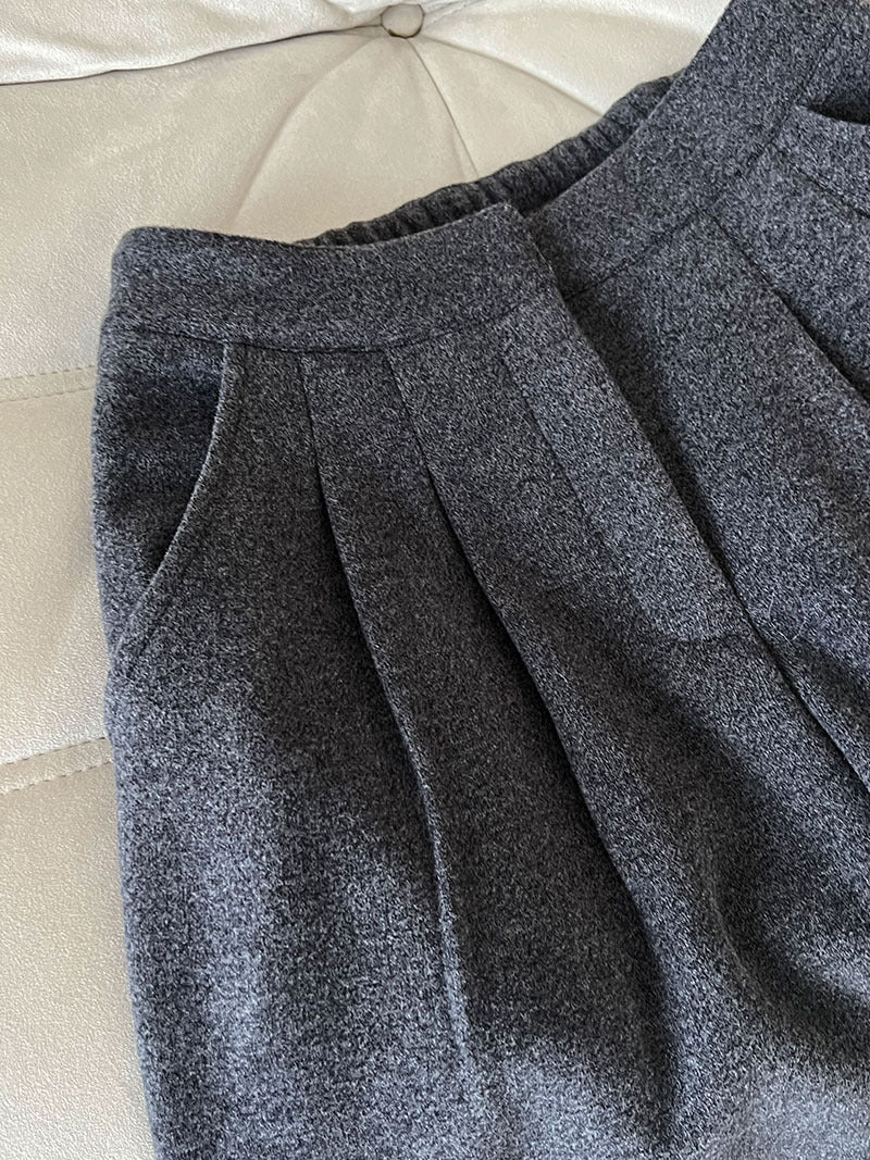 Luxi pants giant good ~ Korean thick woolen sickle pants women fall/winter new slim cashmere pants 1829