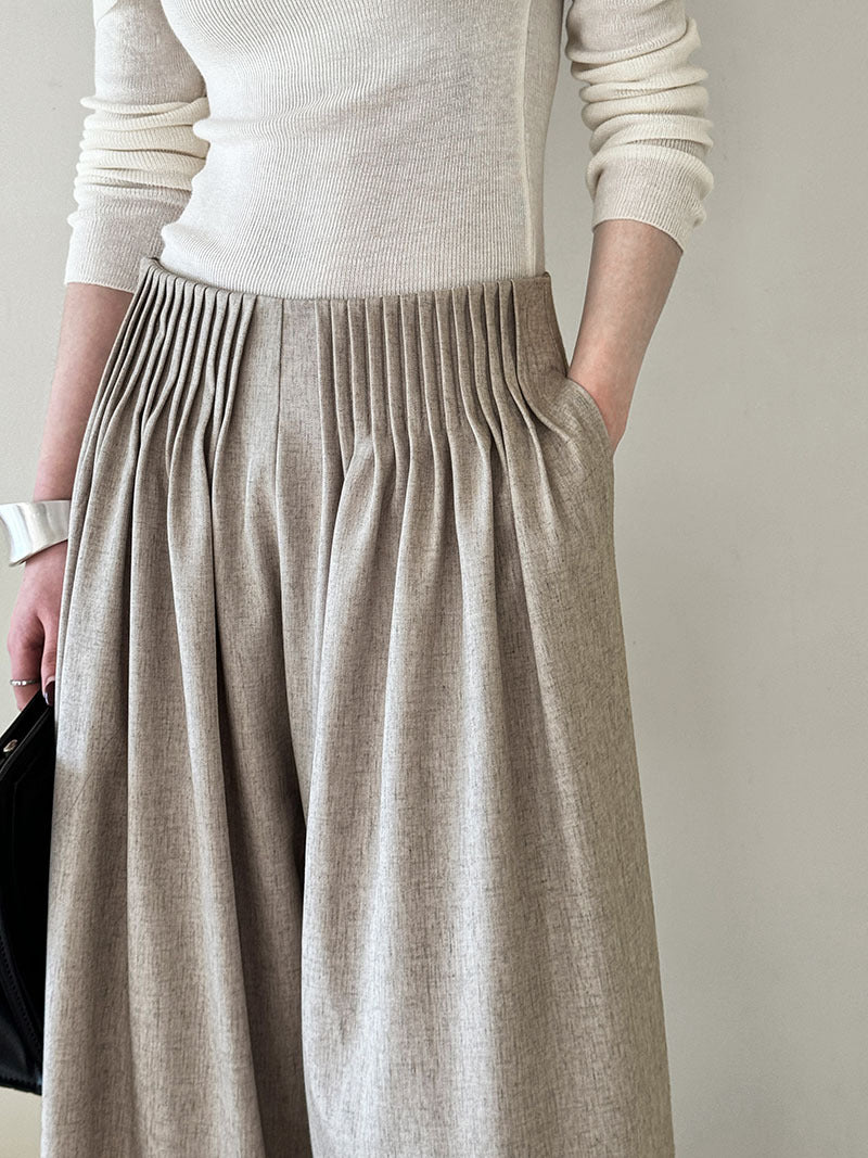 Luxi Gao Ding worsted ~ design pleated suit pants trousers women's old money style high waist mopping wide leg pants 1919