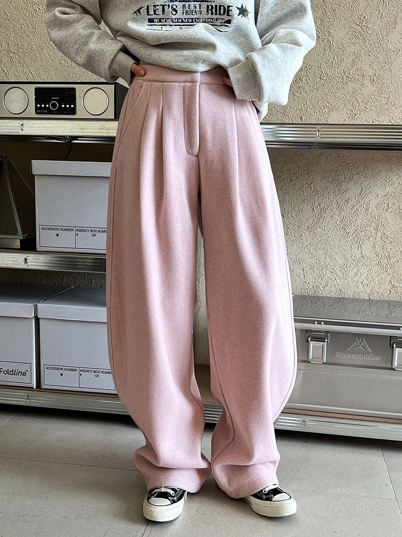 Luxi pants giant good ~ Korean thick woolen sickle pants women fall/winter new slim cashmere pants 1829