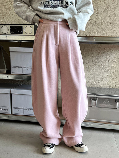 Luxi pants giant good ~ Korean thick woolen sickle pants women fall/winter new slim cashmere pants 1829