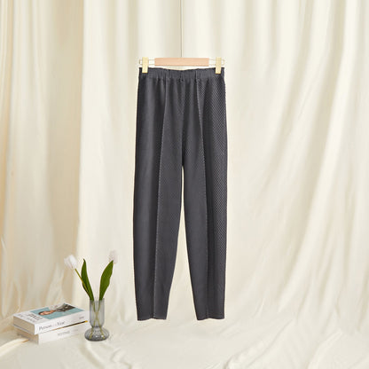 Textured Pleated Pants Women's Casual Pants Versatile Slimming Look Miyake New High-Waisted Straight Pants Narrow Version Women's Harem Pants