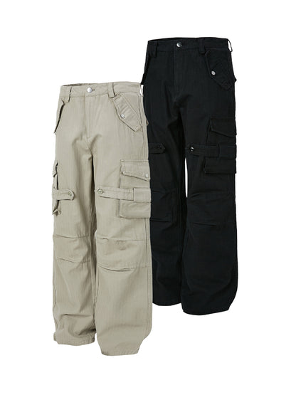 MADEEXTREME Spring Men's Washed Old Three-Dimensional Tactical Pocket Inspired Workwear Paratrooper Pants