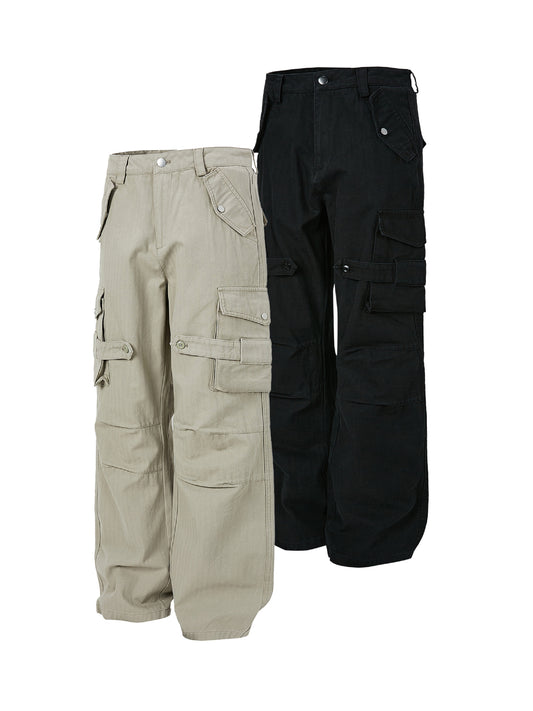 MADEEXTREME Spring Men's Washed Old Three-Dimensional Tactical Pocket Inspired Workwear Paratrooper Pants