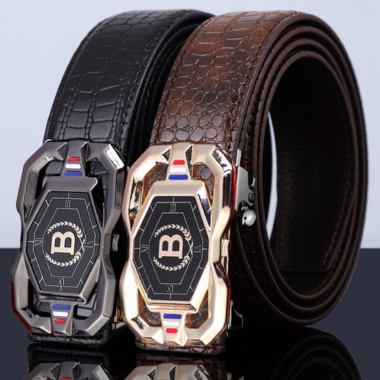 Men's Crocodile Pattern Leather Belt