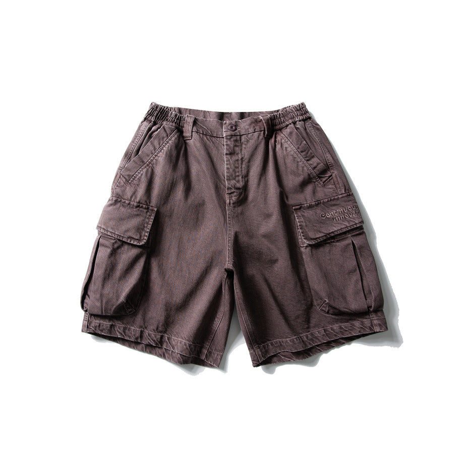 Black Fleet American-Style Shorts Men's Summer Workwear Six-Point Pants Multi-Pocket Loose Casual Couple Style Retro Heavyweight