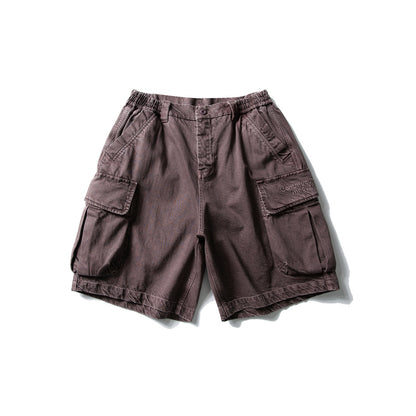 Black Fleet American-Style Shorts Men's Summer Workwear Six-Point Pants Multi-Pocket Loose Casual Couple Style Retro Heavyweight