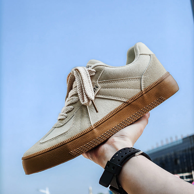 Douchuan Thick-Soled Moral Training Shoes for Men 2025 Summer New Breathable Canvas Shoes for Men Versatile White Shoes Casual Sneakers for Men