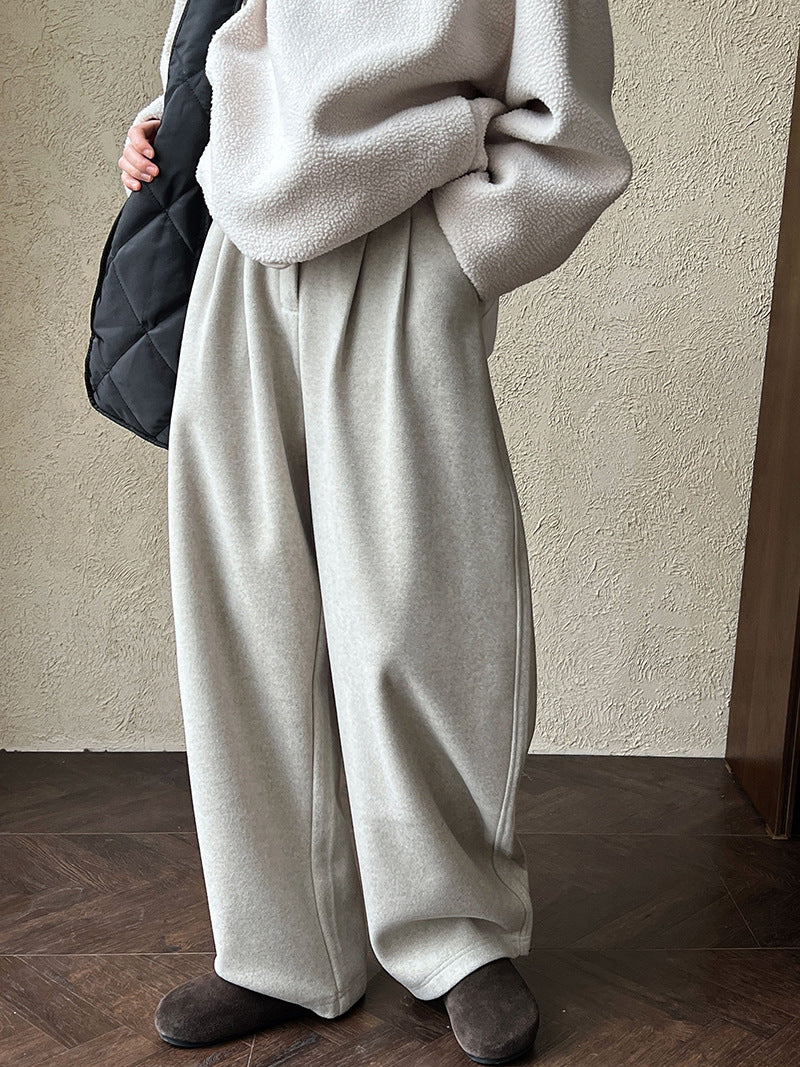 Luxi pants giant good ~ Korean thick woolen sickle pants women fall/winter new slim cashmere pants 1829