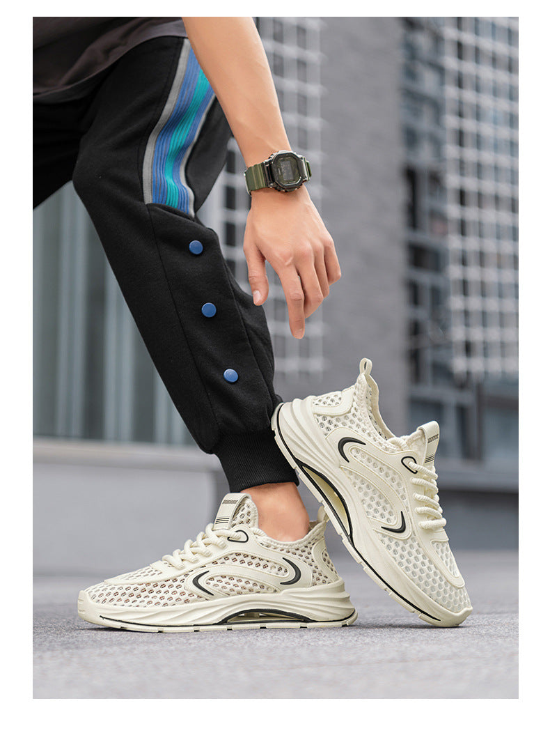 Casual Sports Shoes for Men 2025 New Summer Cut Out Mesh Shoes for Men 45 Large Size Heightening Large Mesh Men's Shoes